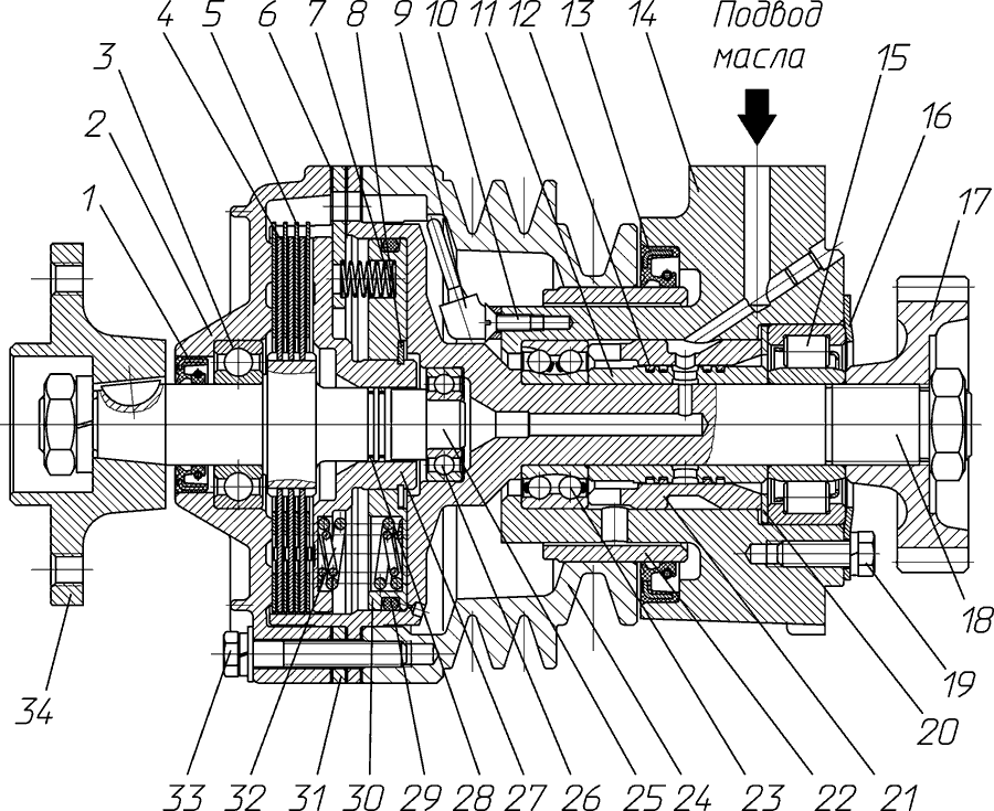 Привод вентилятора двигателей ЯМЗ-7601.10, ЯМЗ-7514.10, ЯМЗ-7513.10, ЯМЗ-7512.10, ЯМЗ-7511.10.
