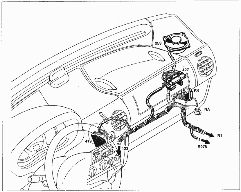 Эксплуатация, обслуживание и ремонт автомобилей Renault Kangoo (Рено Канго) (с двигателем 1.2i D4F и D7F, 1.4i K7J и E7J, 1.6i K4M и K7M, 1.5 DCI K9K, 1.9F8Q, 1.9 TDI F9Q). Схемы прокладки жгутов проводки по кузову и моторному отсеку